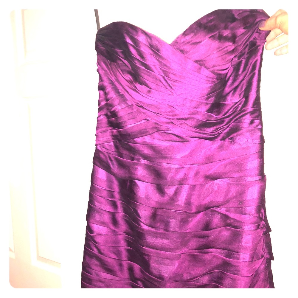 Purple tulle ruched sweetheart top cocktail dress